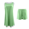 thumbnail image 5 of AVTOIFY Summer Womens Shorts Casual, Women's Summer Casual Solid Color Short Sleeved Shorts Two-piece Set Green M, 5 of 8