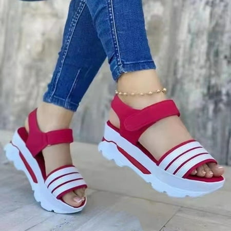 

Women s Platform Sandals Peep Toes Ultra-Thick Sole Shoes Hook & Loop Closure Gift for Girls Ladies