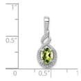 thumbnail image 4 of Auriga Fine Jewelry 925 Sterling Silver Rhodium-plated Peridot & Diamond Pendant for Women (L-13mm, W-7mm), 4 of 6