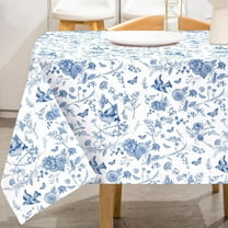Blue Floral Tablecloth Vintage Flower Reusable Fabric Table Cloth 60 x 102 inch Waterproof Chinoiserie Hydrangea Branch Rectangle Tables Cover for Holiday Picnic Dinner Table Decor