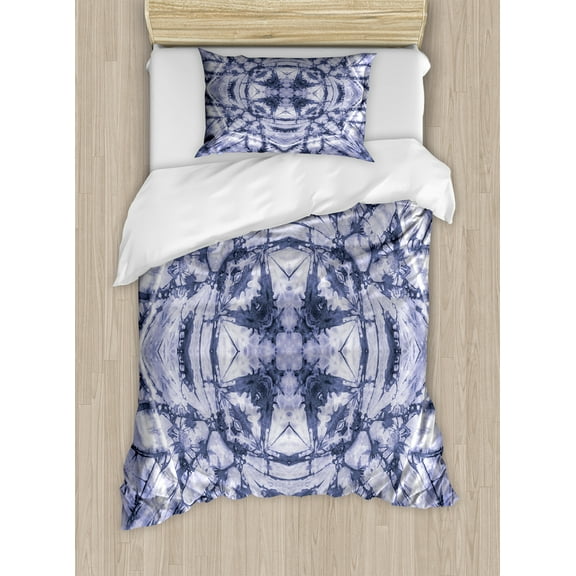 Ambesonne Ombre Duvet Cover Set, Modern Bohemian, Twin, Lavender Blue Indigo
