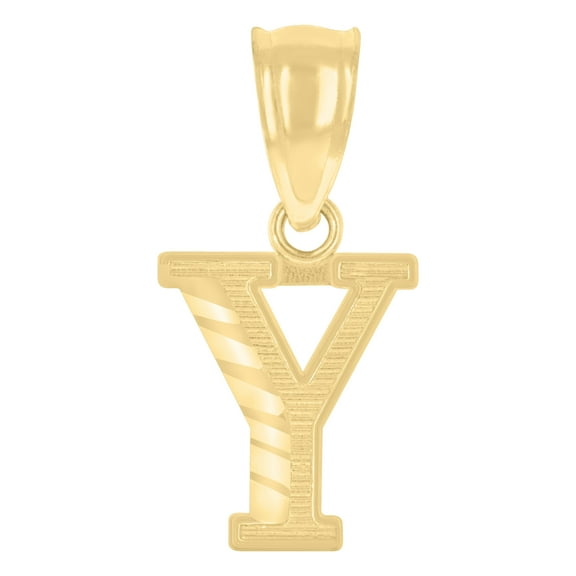 10kt Real Yellow Gold Unisex Initial Letter "Y" Charm Pendant