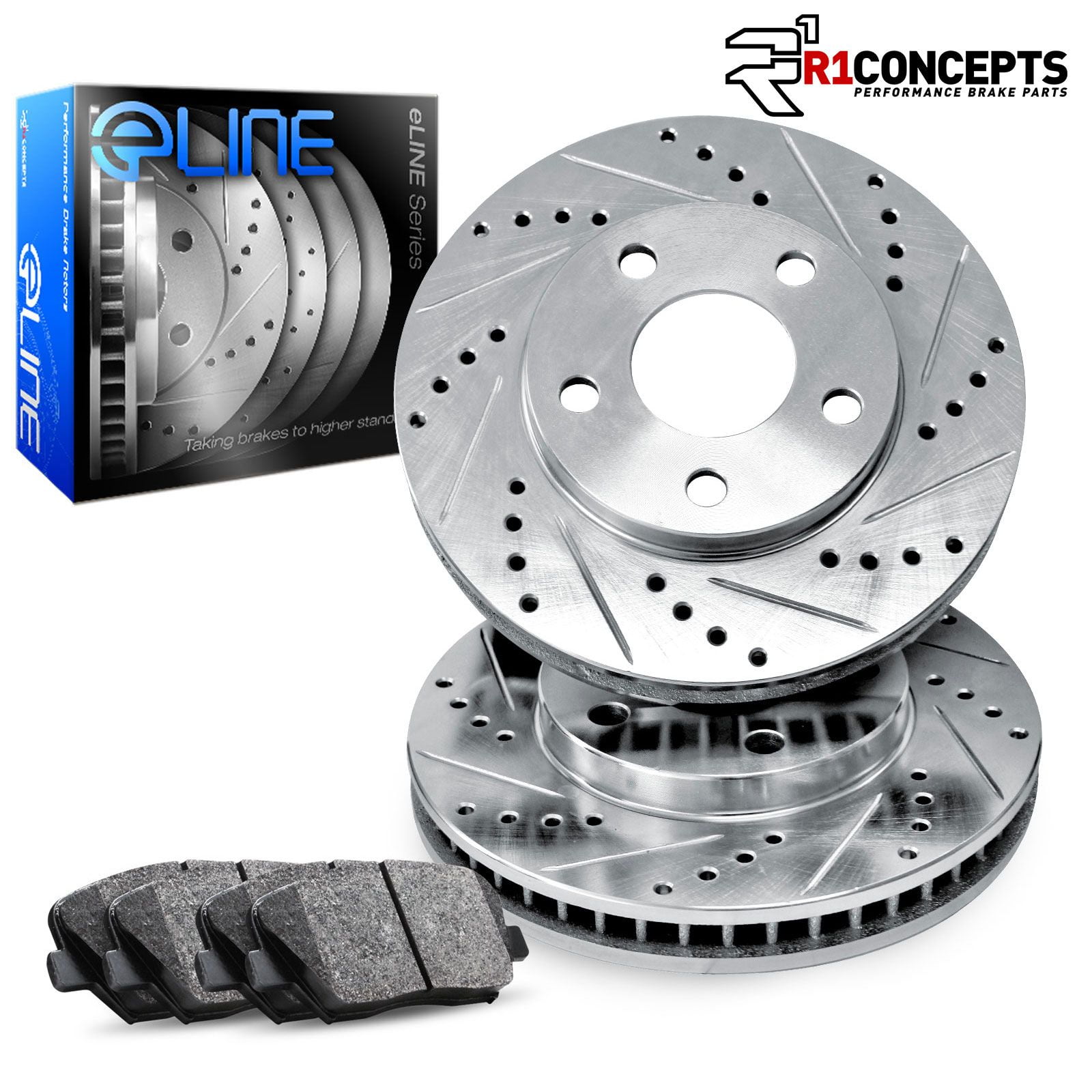 Metallic Pads For Ford 95-99 F250 95-97 F350 Front Drill Slot Brake Rotors 
