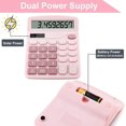 thumbnail image 3 of Large 12 Digit Dual Powered Basic Desktop Calculator(Pink), Solar and Battery Powered Dual Powered Basic Desktop Calculator,School,Home and Business, 3 of 5