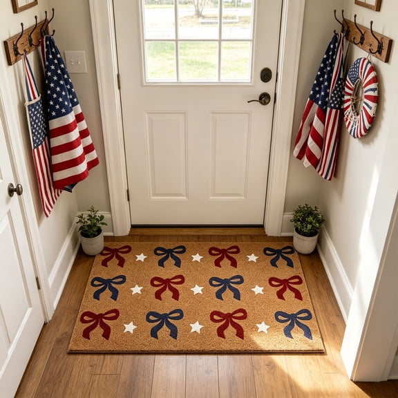 Gallickan 250th Anniversary of Independence Imitation Coir Doormat, Entryway Floor Mat, Patriotic Decor, Multicolor, Polyester, 40x60cm, 1pc