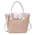 thumbnail image 1 of Bolso de playa de paja Bolso bandolera de hombro tejido Bolso de mano para mujer (Blanco) Tmvgtek Oficina Multiescena Multifunción, 1 of 9