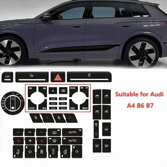 6-piece set car button repair sticker, door lock window air conditioning repair kit suitable for Audi A4 B6 B7