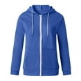 thumbnail image 4 of womens tops under $5 Dezsed Tops For Women Womens Hoodie Full Zip Long Sleeve Lightweight Sweatshirts Pockets Jacket Coat Blue B M, 4 of 5