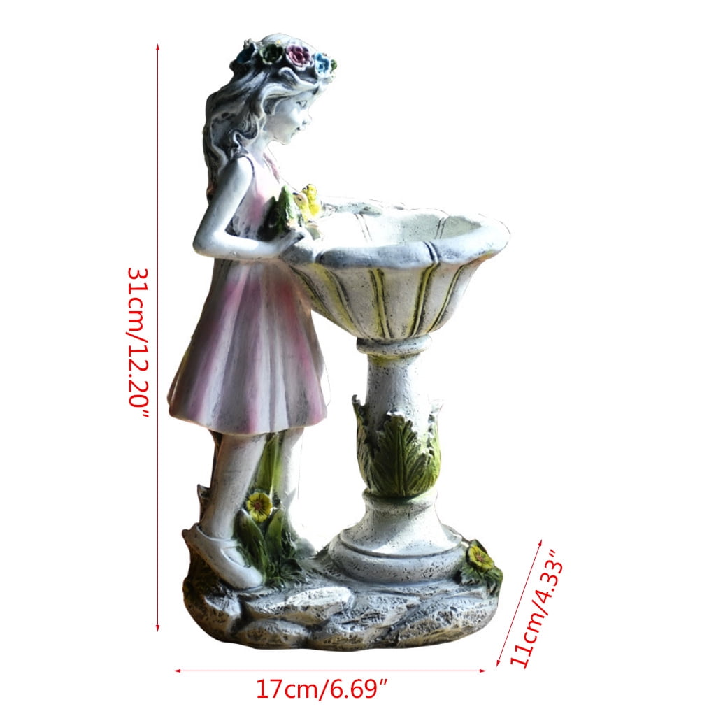 Garden Fairy Angel Statue Resin Craft Landscaping Figurine Sculpture with Solar LED Light Outdoor Decorations