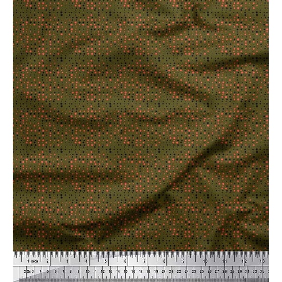 Soimoi Cotton Duck Fabric Dots Shirting Print Fabric by The Yard 42 Inch Wide