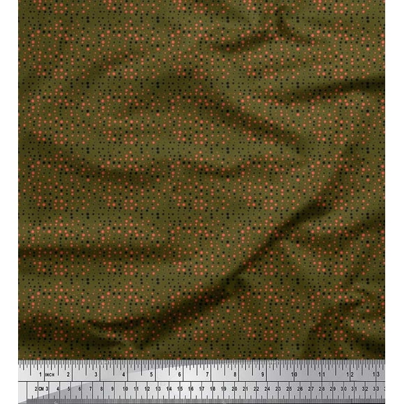 Soimoi Cotton Duck Fabric Dots Shirting Print Fabric by The Yard 42 Inch Wide