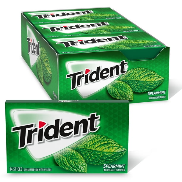 Trident Spearmint Sugar Free Gum 12 Packs Of 14 Pieces 168 Total Pieces Walmart Com