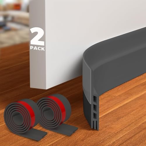 2 Door Draft Stopper Sheets,Rolls & Strips Under Door Draft Blocker Insulator Door Sweep Weather Stripping Noise Stopper Strong Adhesive Grey