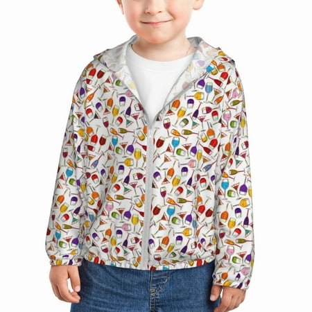 

Lukts Drink And Cocktail Glasses Print Children s Long-Sleeved Sun Protection Clothing Hooded Sweatshirts for Boys and Girls Outdoor Sports-18 Months