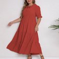 thumbnail image 4 of Spring Saving GaThRRgYP Womens Dresses Summer Deals,Women's Fashion Summer Round-Neck Solid Color Short Sleeve Bow Plus Size Dress, 4 of 7