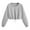 Grey, variant on Cropped Sweatshirts for Women Casual Solid Crewneck Long Sleeve Loose Strap Fall Clothes Tops Pullover White M