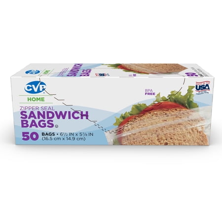 CVP RECLOSABLE SANDWICH BAGS 50CT
