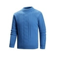 thumbnail image 5 of ZCFZJW Mens Cable Knit Sweater Lightweight Casual Long Leeve Crewneck Pullover Sweaters Basic Twist Textured Fisherman Sweater Tops Blue XL, 5 of 8