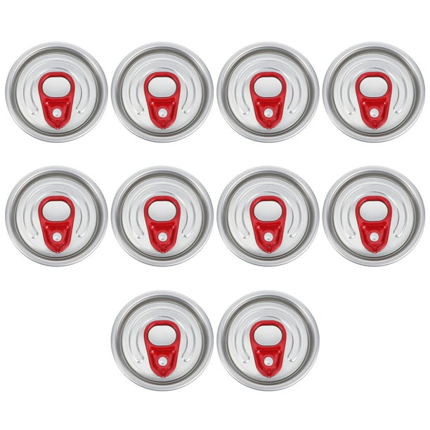 10 tapas de lata de refresco con anilla protectora de aluminio para tapas abiertas, tapas de sellado para cerveza, refrescos y bebidas, tapas de boca ancha rojas