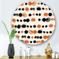 thumbnail image 2 of Designart 'Orange and Black Polka Dots' Modern Circle Metal Wall Art 23x23 - Disc of 23, 2 of 5