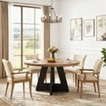 thumbnail image 6 of Fnova 47" Coffee Table, Round Dining Table for 4 People, Modern Farmhouse Wooden Kitchen Table, Living Room, Black Brown (Chairs Not Included), 6 of 20