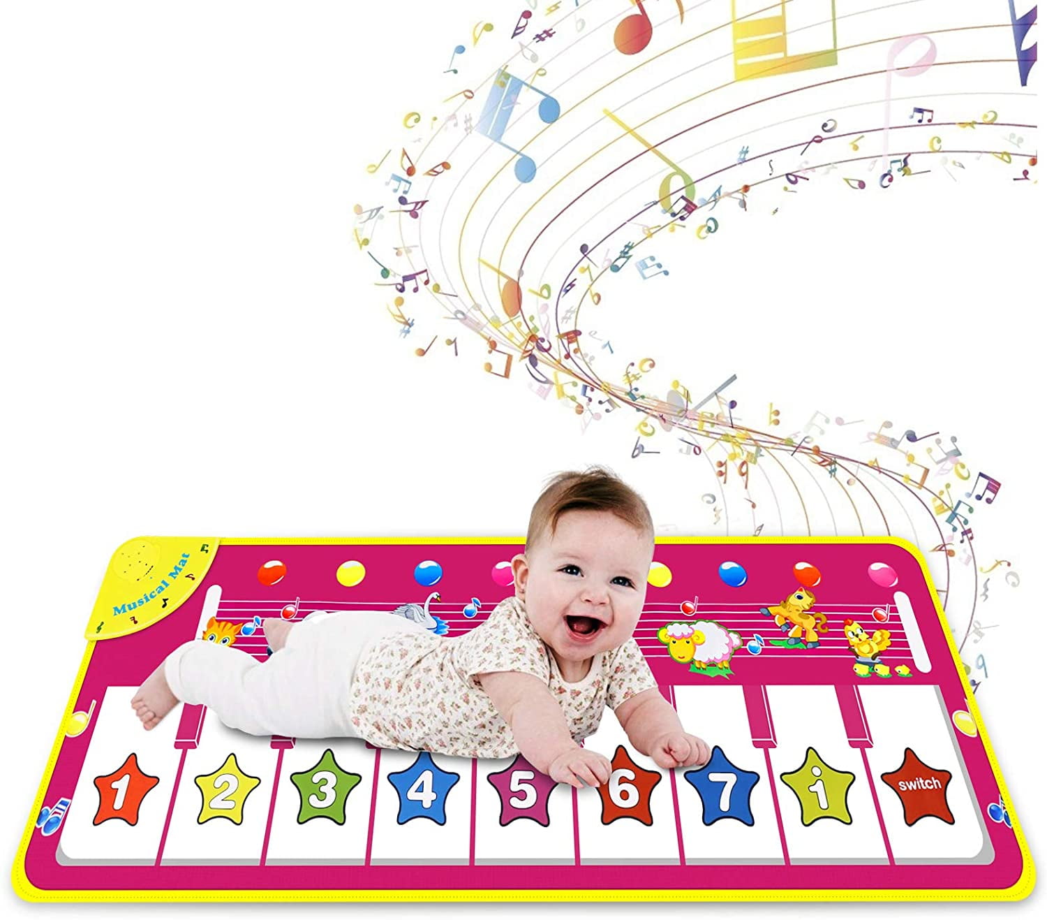 M SANMERSEN Piano Mat for Kids 43.3 X14.2 Electronic Dance Mat Music Piano Carpet Early Education Toys for Toddlers Boys Girls 