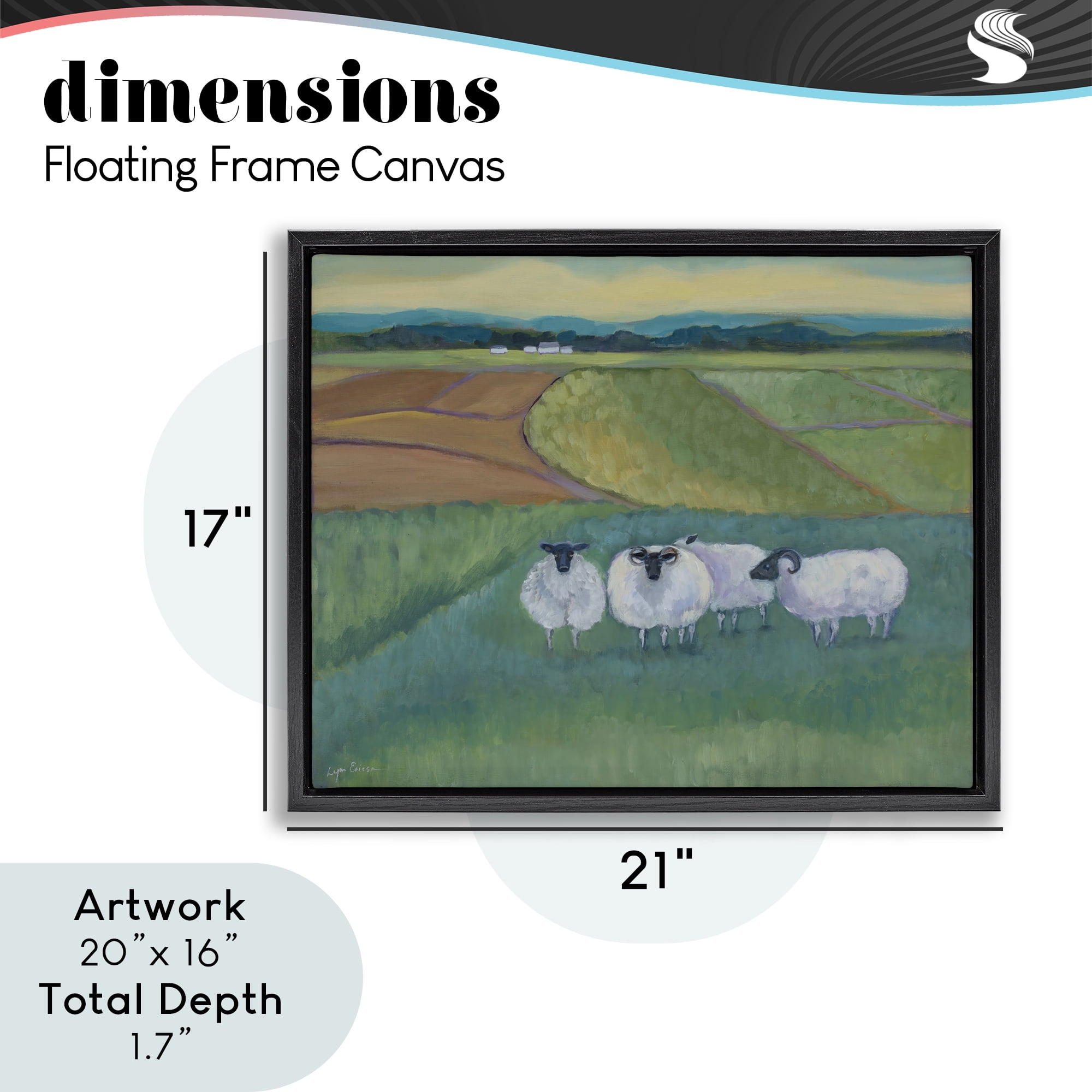 Stupell Industries Sheep Herd Meetup Black Framed Floater Canvas Wall Art, design by Lynn Ericson Fine Art