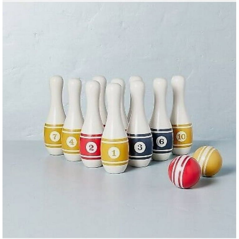 Vintage cheapest Wooden Bowling Set 10 pin + 2 Wooden Balls Kids Toy Play set In/outdoor