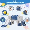 thumbnail image 4 of Shengchao Trade   12 in 1 Toddler Slide , Astronaut Themed  for Baby Slide Toddlers Aged 1-3, with Astronaut,Telescope, Basketball Hoop and Ring Toss, Toddler Playset Blue Gray Combo, 4 of 15