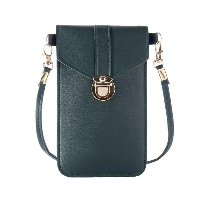 CAROOTU Touchable Mobile Phone Bag Multifunctional PU Wallet Cross Body Handbag with Detachable Strap for