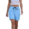 thumbnail image 6 of Yievot Women's Cargo Shorts 7 Inch Inseam Drawstring Elastic Waist Loose Fit Summer Outdoor Casual Shorts with Multi Pockets, 6 of 8