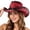 Red, variant on Sun Cowboy Hat For Wide Brim Rolled Edge Beach Summer Ladies Cowboy Hat