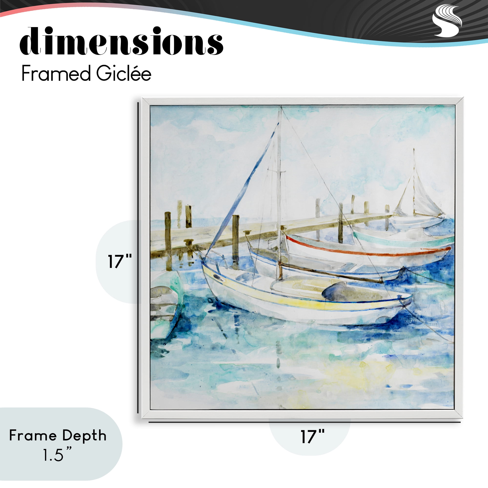 Stupell Industries Docked Sails on Stormy Seas White Framed Giclee Art, design by Lorenzo Collective