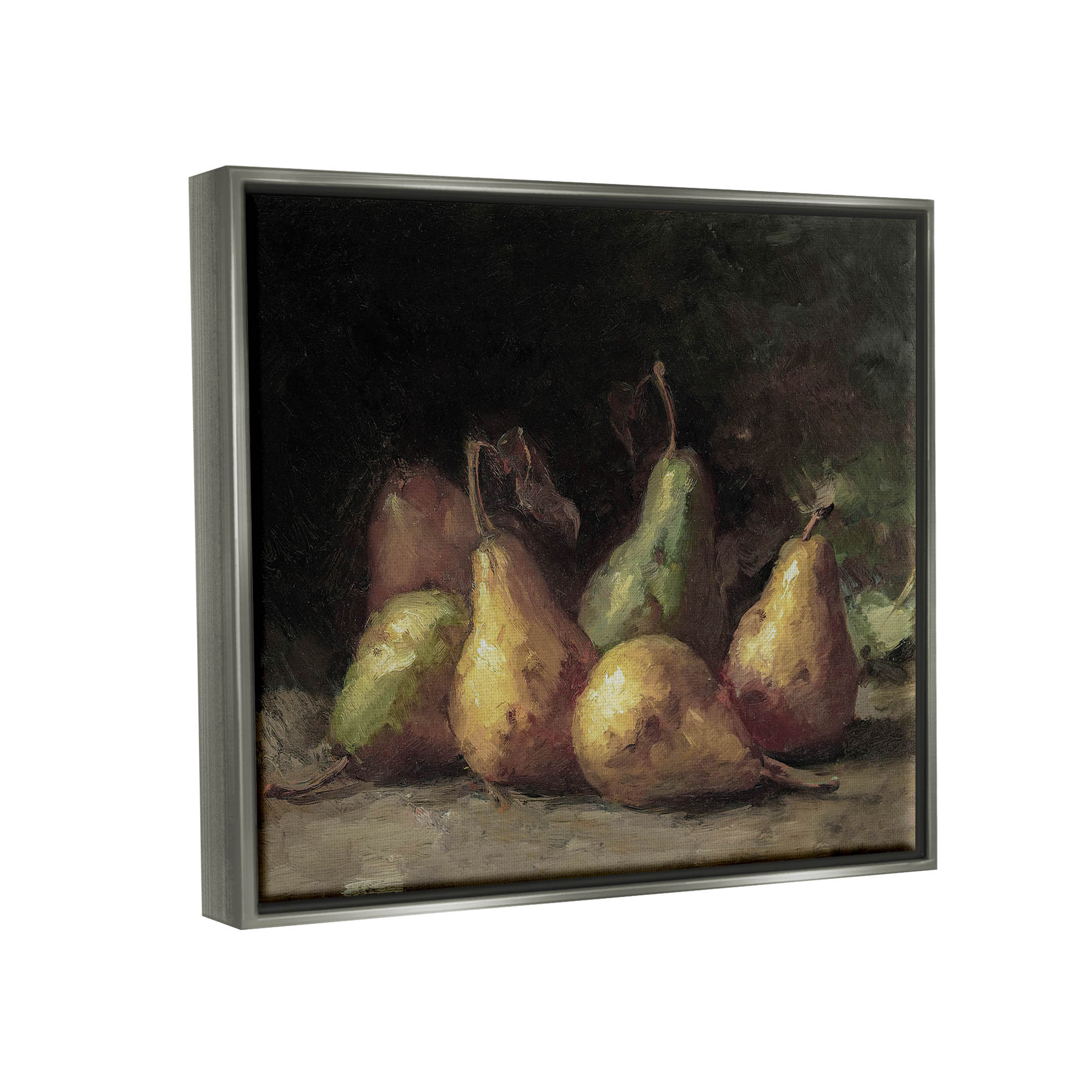 Classic Pears Still Life Food & Beverage Painting Luster Gray Framed Art Print Wall Art
