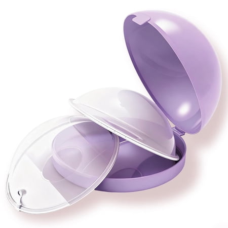 XIRQI New Model with Plugs! 2Pcs Breast Shells, Milk Saver, Wearable Nursing Cups, Protect Sore Nipples for Breastfeeding ( Purple, 2 Count (Pack of 1))