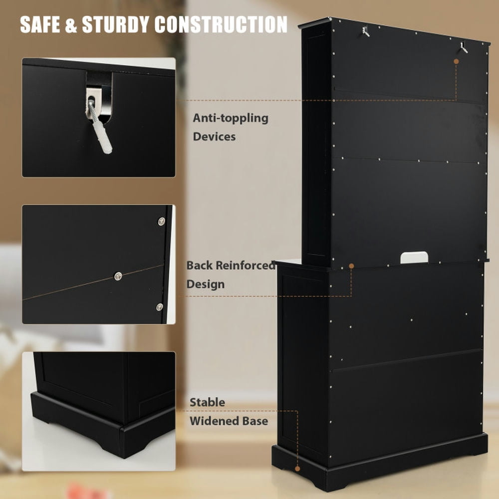 Finihen Kitchen Storage Cabinet, Buffet Sideboard, Tall Sideboard with 2 Drawers and Adjustable Shelves, for Dining Room, Kitchen, Living Room, Black Finihen Kitchen Storage Cabinet, Buffet Sideboard, Tall Sideboard with 2 Drawers and Adjustable Shelves, for Dining Room, Kitchen, Living Room, Black