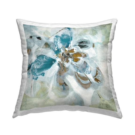Stupell Industries Abstract Blue & Brown Flower Square Decorative Printed Throw Pillow, 18 x 18