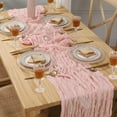 thumbnail image 6 of Xukmct Rectangle Table Runner Sheer Cheesecloth Table Runner for Wedding Birthday Party, 35" x 157", 6 of 7