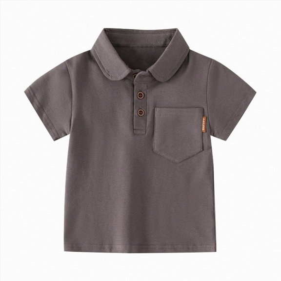 WUANDIXFA T Shirts for Toddler Boys 1T 2T 3T 4T 5T 6T Baby Toddler Boys Solid Short-Sleeve Tee Shirts Infant Cotton T-Shirt for Toddlers,Coffee,18-24 Months