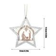 thumbnail image 3 of Christmas Nativity Scene Ornaments, Wooden Christians Xmas Tree Ornaments with Lanyard, 3-Layer Carved Wood Decorations, House Star Round Shaped Hanging Pendants for Home Holiday Xmas, 3 of 7