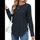 thumbnail image 1 of Camiseta Informal de Larga para Mujer, con Cuello Redondo, Dobladillo Curvo y Botones en la Espalda, Estilo Moderno y Holgado. Negro M, 1 of 9