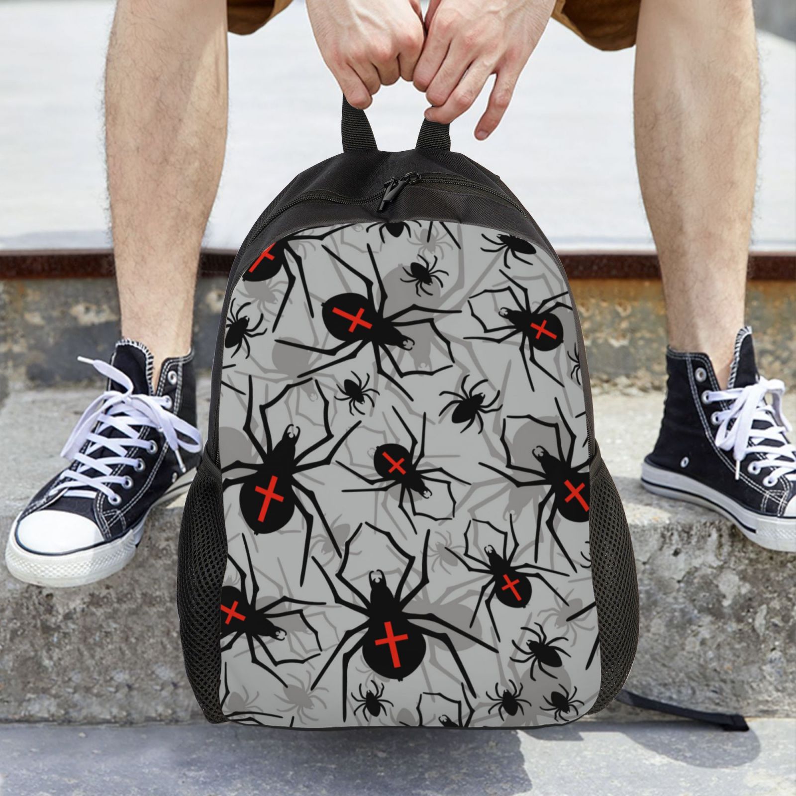 Xecao Spiders Print School Backpack with Laptop Compartment Small Travel Laptop Backpack for Women Men Waterproof College Backpack Simple School Bag
