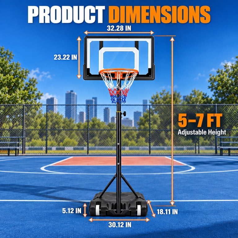 Airfind Adjustable Basketball Hoop, 5-7ft with Wheels photo 5