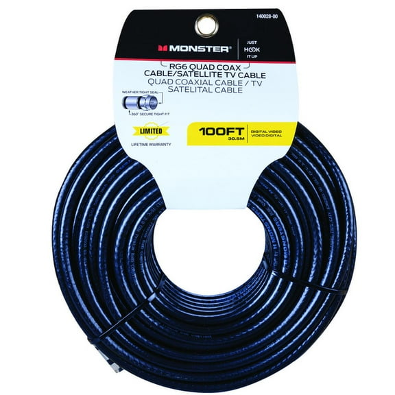 Monster Jhiu 140028-00 100 ft.. Black 75 Ohm Digital Video Coaxial Cable