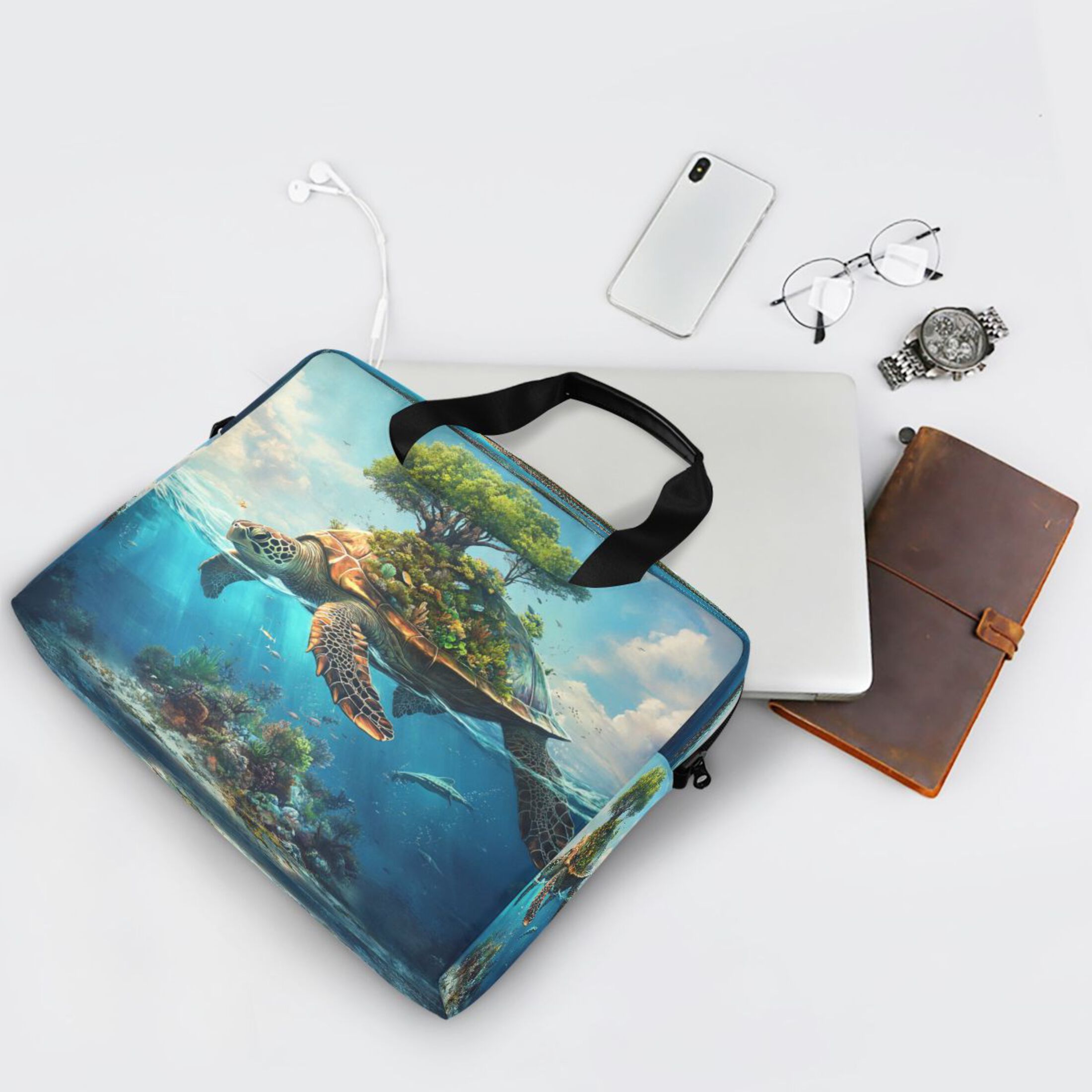 16" Laptop Tote Bag Laptop Sleeve Case Computer Briefcase for Work & Travel Sea Turtle Carrying Island