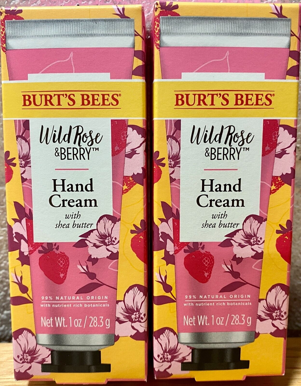 2Pack Burts Bees HAND CREAM with Shea Butter 1oz WILD ROSE & BERRY
