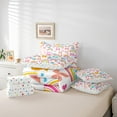 thumbnail image 5 of Manfei Colorful Rainbow Twin Bedding Sets 7pcs,Cute Bowtie Bow Bedding Comforter Set 7pcs,Multicolor Clouds Sheet Sets For Girls Kids,Microfiber Room Decorative Reversible, 5 of 7