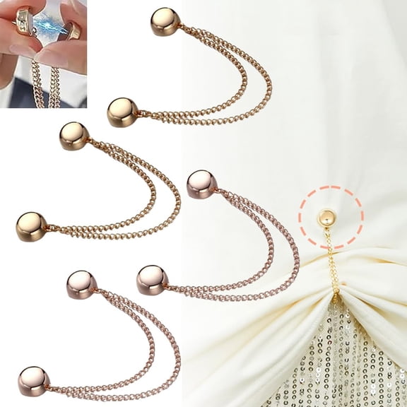 Multi-Function Magnetic Clothing Clips,Pinless Brooch Chain Magnetic Buttons Shawl Clips for Hijab, Loose T-Shirt Hems, Sleeves, Collar and Pants Hems