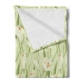 thumbnail image 2 of Garden Art Soft Flannel Fleece Blanket, Spring Flowers Bouquet Crocuses with Healthy Fresh Petals Botanical, Cozy Plush for Indoor and Outdoor Use, 60" x 80", Pale Green Cream Orange, by Ambesonne, 2 of 5
