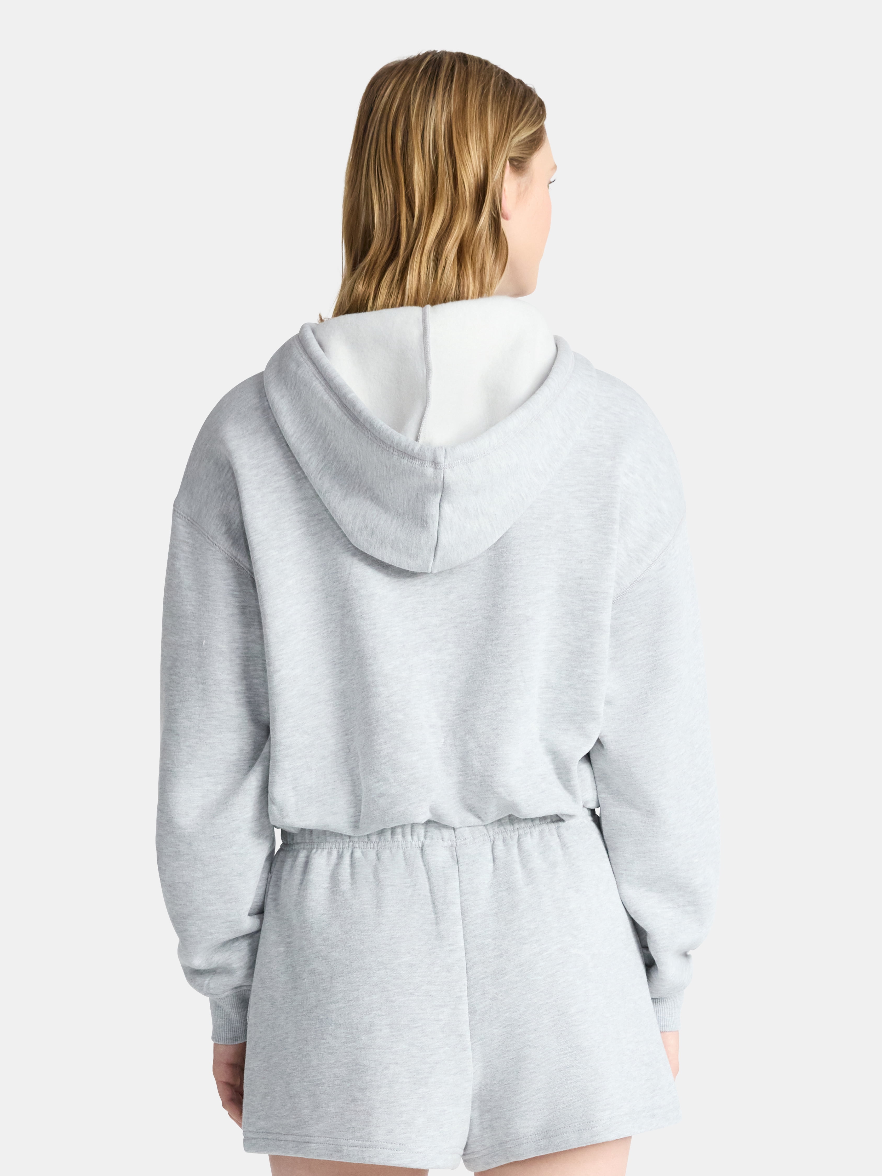 No Boundaries Bubble-Hem Hoodie and Drawstring Shorts Set, 2-Piece, Women’s